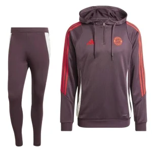 adidas Bayern München Track Trainingspak 1/4-Zip Hooded 2024-2025 Bordeauxrood Rood Wit