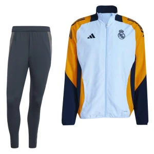 adidas Real Madrid Presentatie Trainingspak Full-Zip 2024-2025 Lichtblauw Donkergrijs