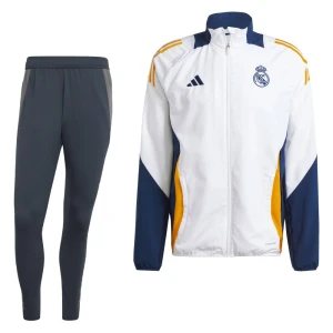 adidas Real Madrid Presentatie Trainingspak Full-Zip 2024-2025 Wit Donkerblauw Donkergrijs