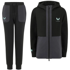 Castore Feyenoord Travel Trainingspak Full-Zip 2024-2025 Kids Zwart Donkergrijs Lichtblauw