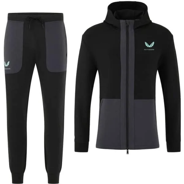 Castore Feyenoord Travel Trainingspak Full-Zip 2024-2025 Zwart Donkergrijs Lichtblauw