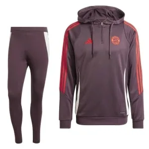 adidas Bayern München Track Trainingspak 1/4-Zip Hooded 2024-2025 Bordeauxrood Rood Wit