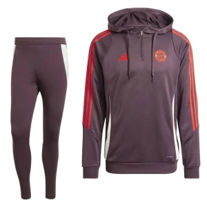 adidas Bayern München Track Trainingspak 1/4-Zip Hooded 2024-2025 Bordeauxrood Rood Wit