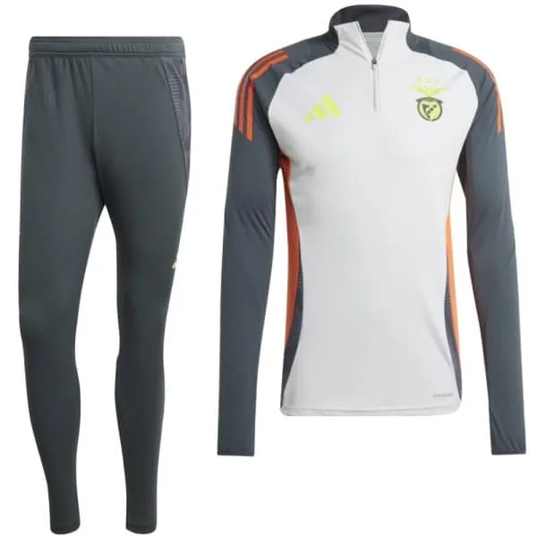 adidas Benfica Trainingspak 1/4-Zip 2024-2025 Lichtgrijs Donkergrijs Felgeel