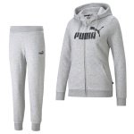 PUMA Essentials Logo Full-Zip Fleece Hoodie Trainingspak Dames Grijs