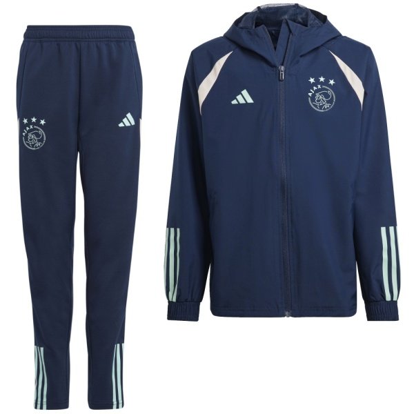 adidas Ajax Trainingspak Allweather 2023-2024 Kids Donkerblauw Lichtblauw Wit
