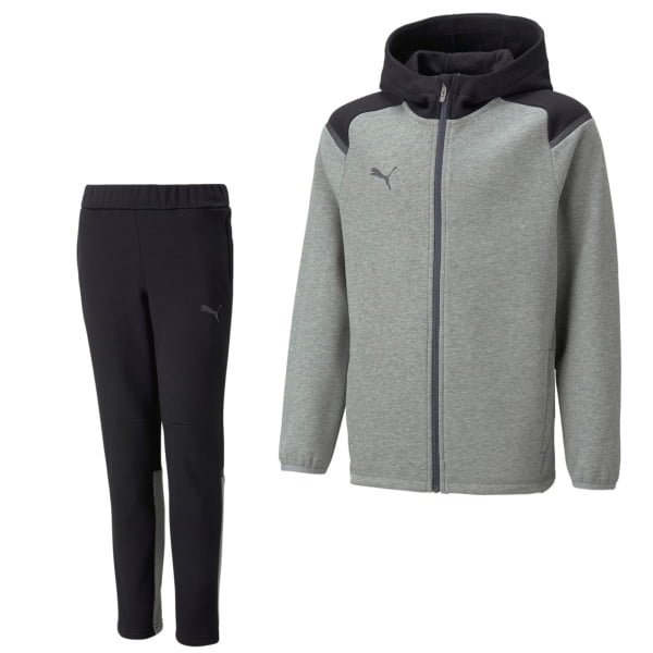 PUMA TeamCup Casual Trainingspak Kids Grijs Zwart Donkergrijs PUMA TeamCup Casual Trainingspak Kids Grijs Zwart Donkergrijs