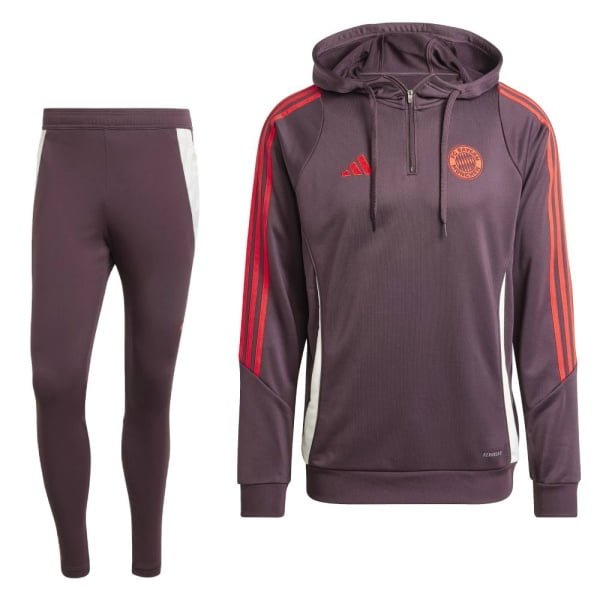 adidas Bayern München Track Trainingspak 1/4-Zip Hooded 2024-2025 Bordeauxrood Rood Wit adidas Bayern München Track Trainingspak 1/4-Zip Hooded 2024-2025 Bordeauxrood Rood Wit