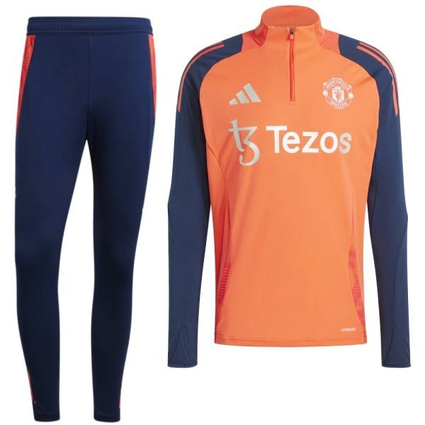 adidas Manchester United Trainingspak 1/4-Zip 2024-2025 Rood Donkerblauw Zilver
