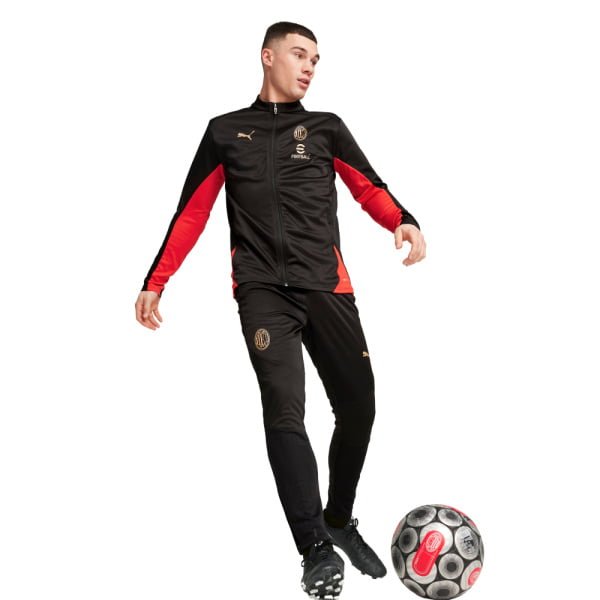 PUMA AC Milan Trainingspak Full-Zip 2024-2025 Zwart Rood PUMA AC Milan Trainingspak Full-Zip 2024-2025 Zwart Rood