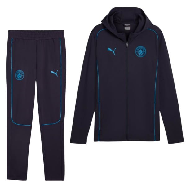 PUMA Manchester City Casuals Trainingspak Full-Zip 2024-2025 Donkerblauw Blauw PUMA Manchester City Casuals Trainingspak Full-Zip 2024-2025 Donkerblauw Blauw