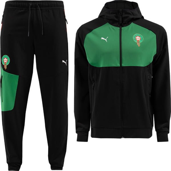 PUMA Marokko Pumatech Woven Trainingspak Full-Zip 2024-2026 Zwart Groen Rood PUMA Marokko Pumatech Woven Trainingspak Full-Zip 2024-2026 Zwart Groen Rood