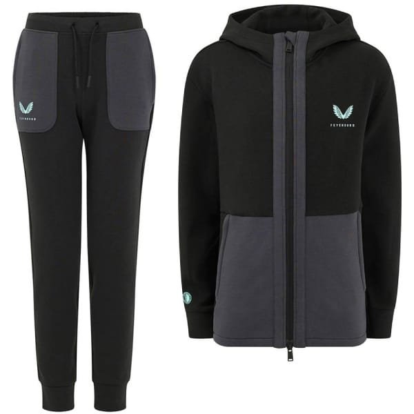 Castore Feyenoord Travel Trainingspak Full-Zip 2024-2025 Kids Zwart Donkergrijs Lichtblauw