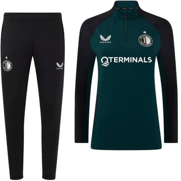 Castore Feyenoord Trainingspak 1/4-Zip 2024-2025 Dames Zwart Donkergroen Wit