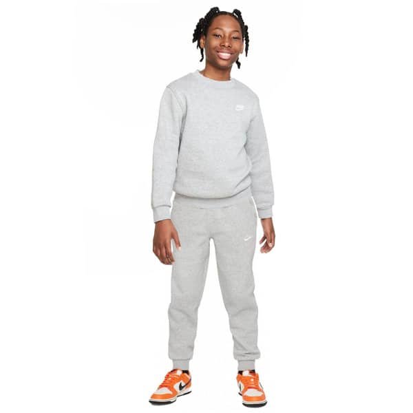 Nike Sportswear Club Fleece Crew Trainingspak Kids Lichtgrijs Wit Nike Sportswear Club Fleece Crew Trainingspak Kids Lichtgrijs Wit