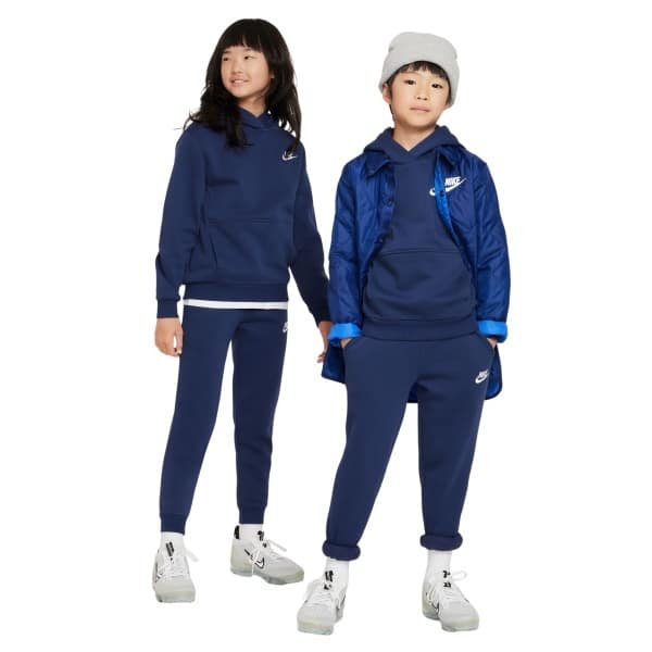 Nike Sportswear Club Fleece Hoodie Trainingspak Kids Donkerblauw Wit Nike Sportswear Club Fleece Hoodie Trainingspak Kids Donkerblauw Wit