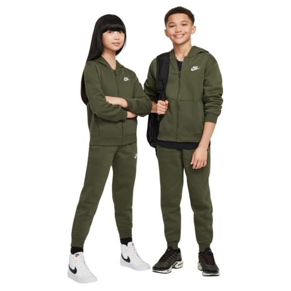 Nike Sportswear Club Fleece Trainingspak Full-Zip Hooded Kids Donkergroen Wit