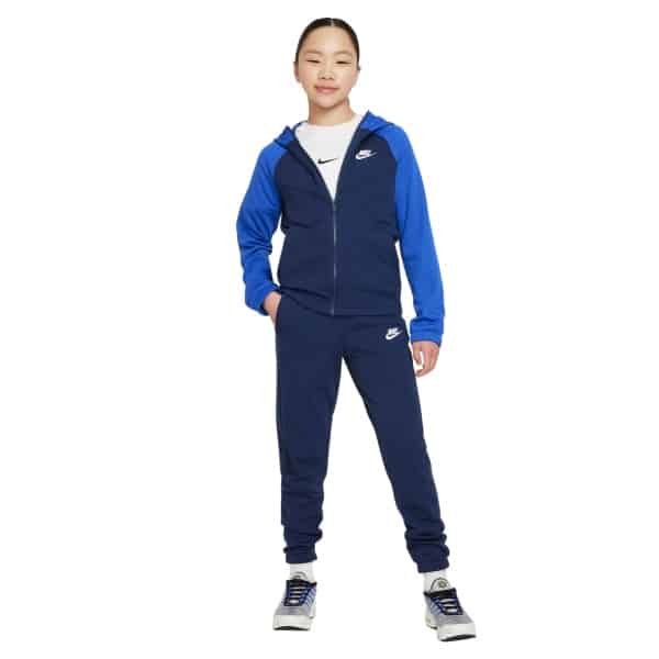 Nike Sportswear Poly Trainingspak Full-Zip Hooded Kids Donkerblauw Blauw Wit Nike Sportswear Poly Trainingspak Full-Zip Hooded Kids Donkerblauw Blauw Wit
