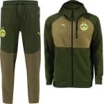 PUMA Borussia Dortmund Pumatech Trainingspak Full-Zip 2024-2025 Donkergroen Olijfgroen Geel