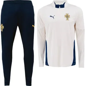 PUMA Portugal Trainingspak 1/4-Zip 2025-2026 Gebroken Wit Donkerblauw Geel