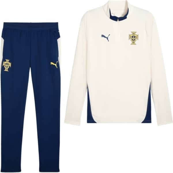 PUMA Portugal Trainingspak 1/4-Zip 2025-2026 Gebroken Wit Donkerblauw Geel PUMA Portugal Trainingspak 1/4-Zip 2025-2026 Gebroken Wit Donkerblauw Geel