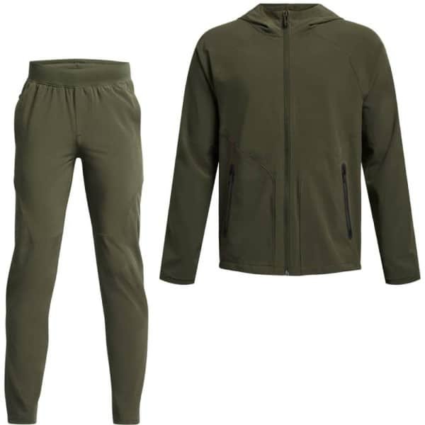 Under Armour Unstoppable Tapered Trainingspak Full-Zip Kids Olijfgroen Zwart Under Armour Unstoppable Tapered Trainingspak Full-Zip Kids Olijfgroen Zwart